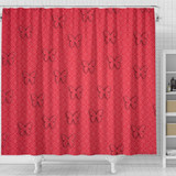 Butterfly Print On Red Shower Curtain-Free Shipping