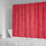 Butterfly Print On Red Shower Curtain-Free Shipping
