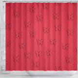 Butterfly Print On Red Shower Curtain-Free Shipping