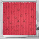Butterfly Print On Red Shower Curtain-Free Shipping