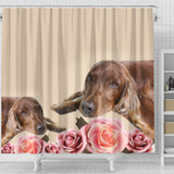 Irish Setter With Rose Print Shower Curtain-Free Shipping