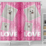 Pomeranian Dog Love Print Shower Curtain-Free Shipping