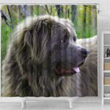 Grey Newfoundland Dog Print Shower Curtain-Free Shipping