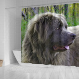 Grey Newfoundland Dog Print Shower Curtain-Free Shipping