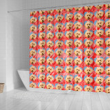 Poodle Dog On Hearts Print Shower Curtain-Free Shipping
