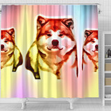 Colorful Akita Dog Print Shower Curtain-Free Shipping