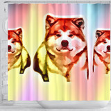 Colorful Akita Dog Print Shower Curtain-Free Shipping Colorful Akita Dog Print Shower Curtain-Free Shipping