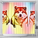 Colorful Akita Dog Print Shower Curtain-Free Shipping Colorful Akita Dog Print Shower Curtain-Free Shipping