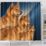Finnish Spitz Print Shower Curtains-Free Shipping