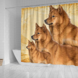 Lovely Finnish Spitz Print Shower Curtains-Free Shipping