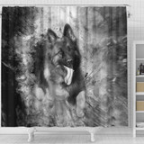 German Shepherd Black And White Print Shower Curtains-Free Shipping