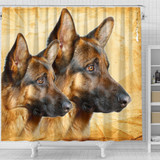German Shepherd On Yellow Print Shower Curtains-Free Shipping