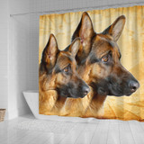 German Shepherd On Yellow Print Shower Curtains-Free Shipping