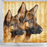 German Shepherd On Yellow Print Shower Curtains-Free Shipping
