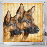 German Shepherd On Yellow Print Shower Curtains-Free Shipping