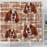 Irish Red And White Setter Print Shower Curtain-Free Shiping