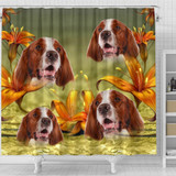 Amazing Irish Red And White Setter Print Shower Curtains-Free Shipping