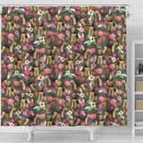 Airedale Terrier Dog Floral Print Shower Curtains-Free Shipping