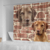 Wirehaired Vizsla On Wall Print Shower Curtains-Free Shipping