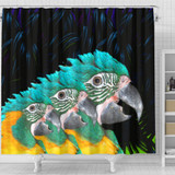 Blue Threaded Macaw Parrot Print Shower Curtains-Free Shipping