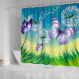 Butterfly Print Shower Curtain-Free Shipping