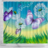 Butterfly Print Shower Curtain-Free Shipping