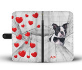 Boston Terrier On White Print Wallet Case- Free Shipping-AZ State