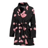 Pink Paws Print Women's Bath Robe-Free Shipping