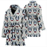 French Bulldog Pattern Print Limited Edition Women's Bath Robe-Free Shipping