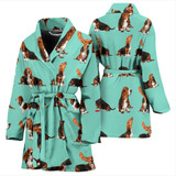 Amazing Basset Hound Dog Pattern Print Women's Bath Robe-Free Shipping