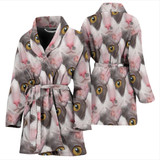 Cornish Rex Cat Face Print Women's Bath Robe-Free Shipping