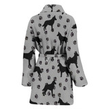 Belgian Malinois Dog Paws Pattern Print Women's Bath Robe-Free Shipping