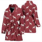 Irish Wolfhound Dog Pattern Print Women's Bath Robe-Free Shipping