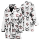 Cat With Paws Patterns Print Women's Bath Robe-Free Shipping