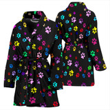 Colorful Paws Print Women's Bath Robe-Free Shipping
