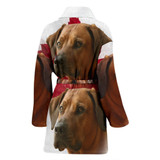Rhodesian Ridgeback On White Print Women's Bath Robe-Free Shipping