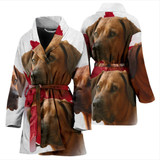 Rhodesian Ridgeback On White Print Women's Bath Robe-Free Shipping