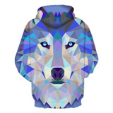 3d Print Colorful Blocks Wolf Hooded Hoodie