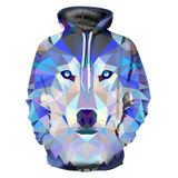 3d Print Colorful Blocks Wolf Hooded Hoodie