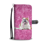 Bulldog On Pink Print Wallet Case-Free Shipping