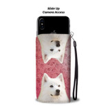 Cute American Eskimo Dog Print Wallet Case-Free Shipping