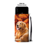 Golden Retriever With leaves Print Wallet Case- Free Shipping