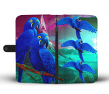 Hyacinth Macaw Parrot Print Wallet Case-Free Shipping