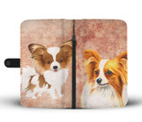 Cute Papillon Dog Print Wallet Case-Free Shipping