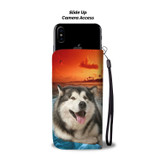 Laughing Alaskan Malamute Wallet Case- Free Shipping