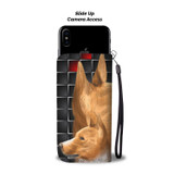 Cute Three Basenji Dog with red Squares Print Wallet Case-Free Shipping