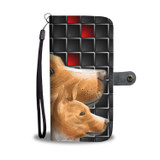 Cute Three Basenji Dog with red Squares Print Wallet Case-Free Shipping