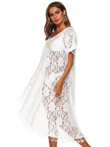 Loose Lace Tasseled Irregular Beach Cover-Up