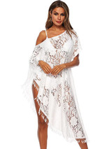 Loose Lace Tasseled Irregular Beach Cover-Up