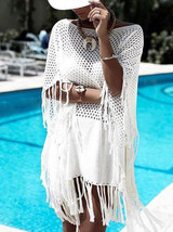 Hollow Knitting Tasseled Beach Cover-ups